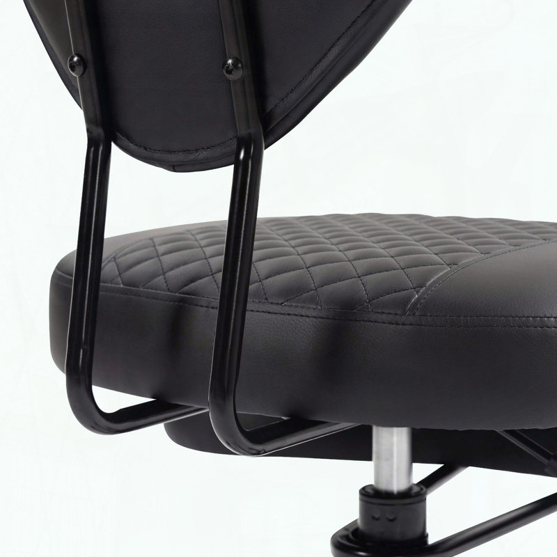 Chaise ergonomique pivotante à pieds croisés, hauteur réglable et similicuir
