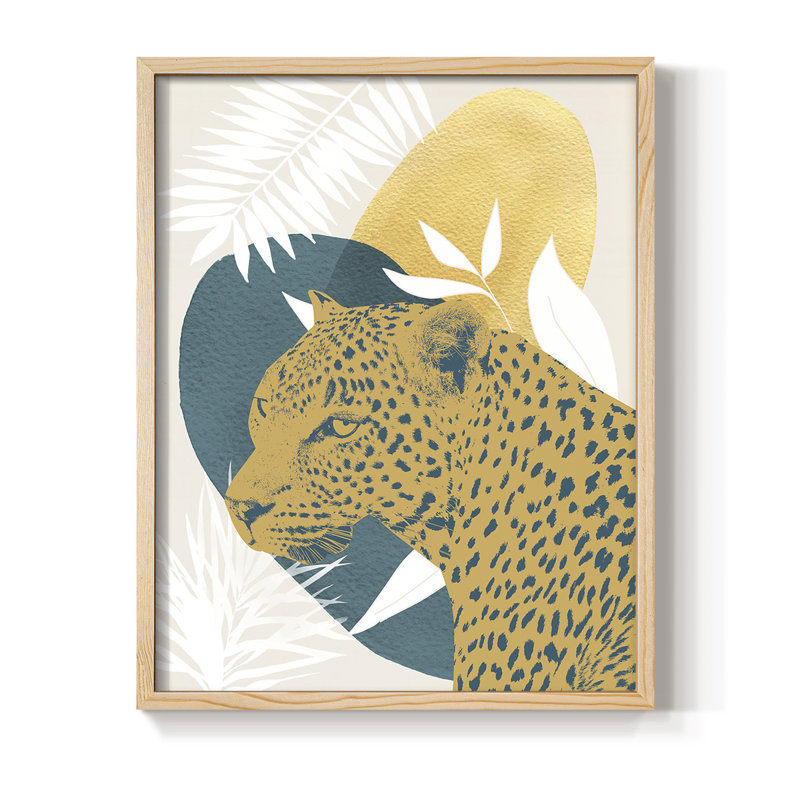 «Jungle Cat II», reproduction encadrée - bois massif, Naturel, H 11 po x l 9 po