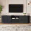 Console rustique avec portes à lattes coulissantes en bois-1693452196