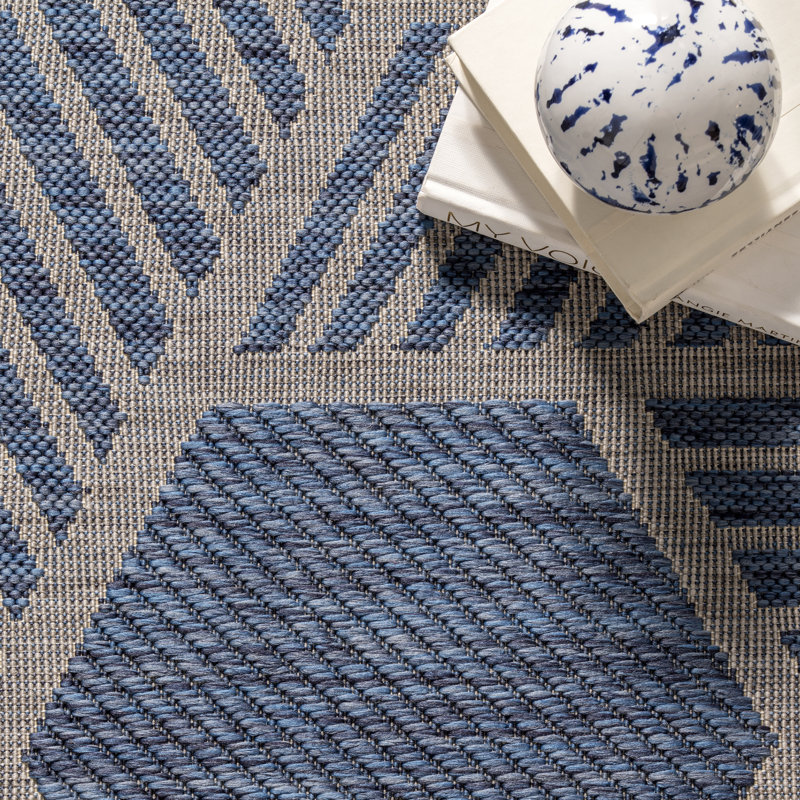 Tapis intérieur / extérieur bleu Roxy, Rectangle 8 pi x 10 pi