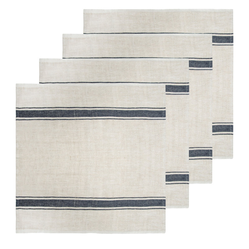 Cangelosi Striped Square Napkin, Blue/Natural