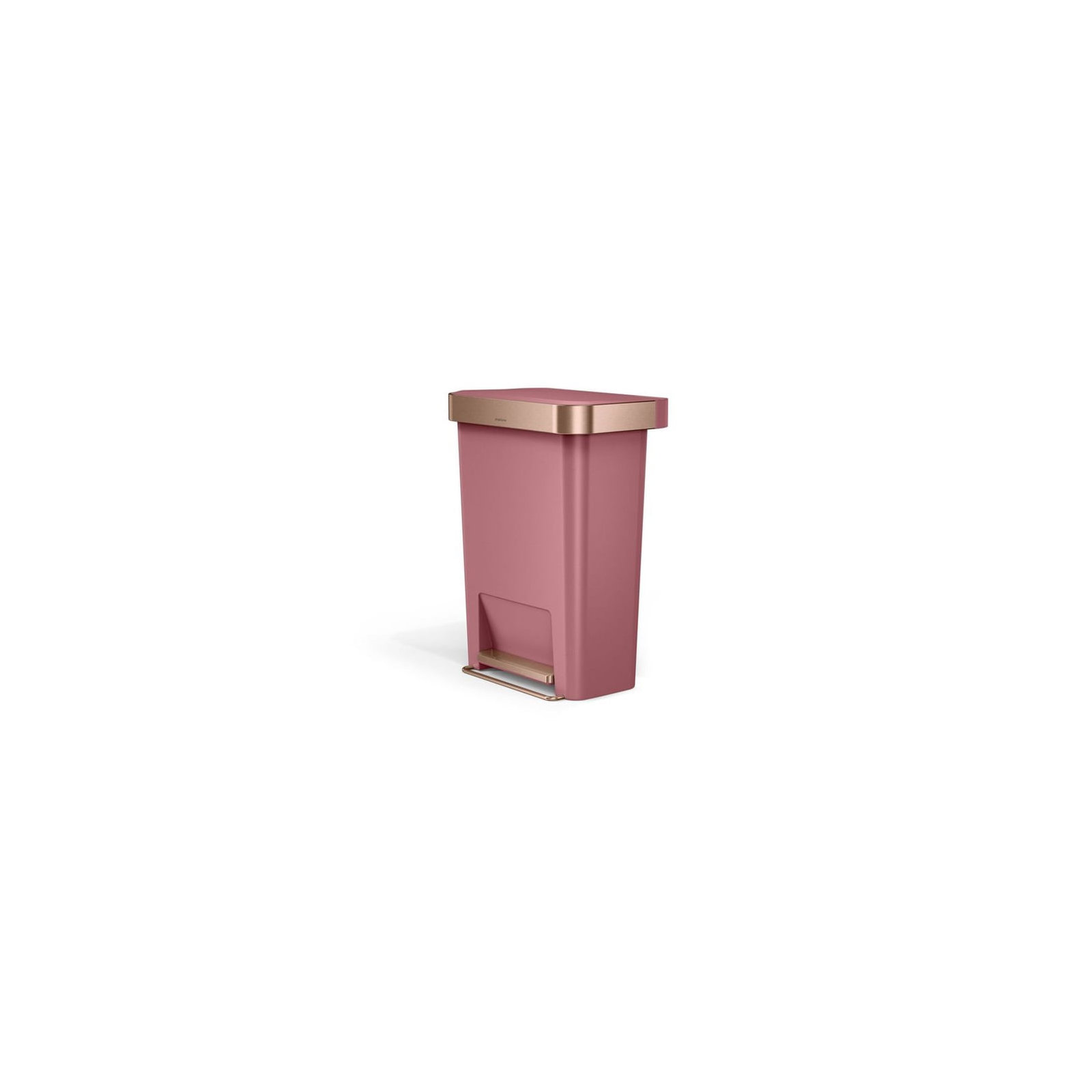 Simplehuman 45 Liter / 12 Gallon Rectangular Kitchen Step Trash Can with Soft-Close Lid, Plastic, Blush