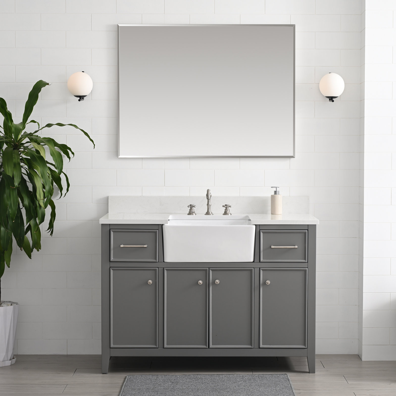 Aisa 48" Pine Single Bathroom Vanity, Gray/Brushed Nickel