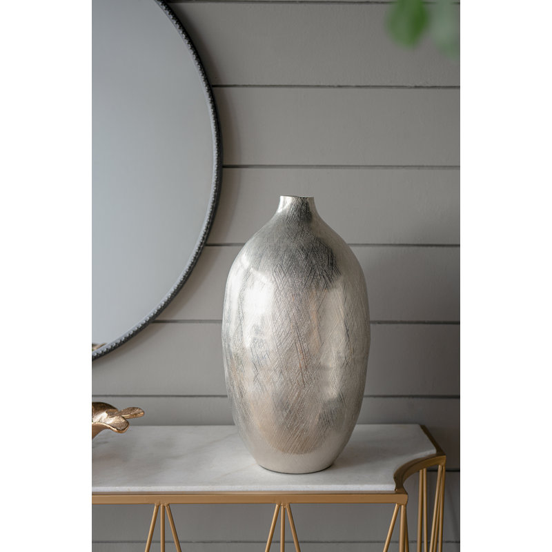 Vase de table Gold, H 18,5 po x l 10,2 po x P 10,2 po, Rayures argentées