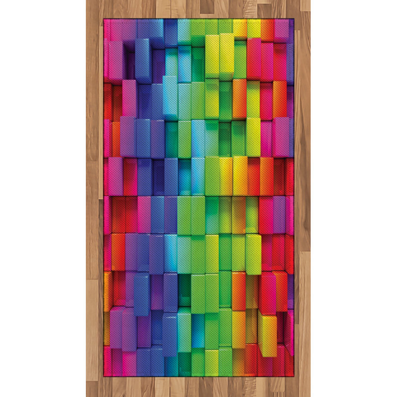 Geometric High Density Long Fiber Poly Threads Decorative Area Rug Carpet, Rectangle 2'7" x 5'