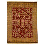 Hand Knotted Area Rug in Red And Gold