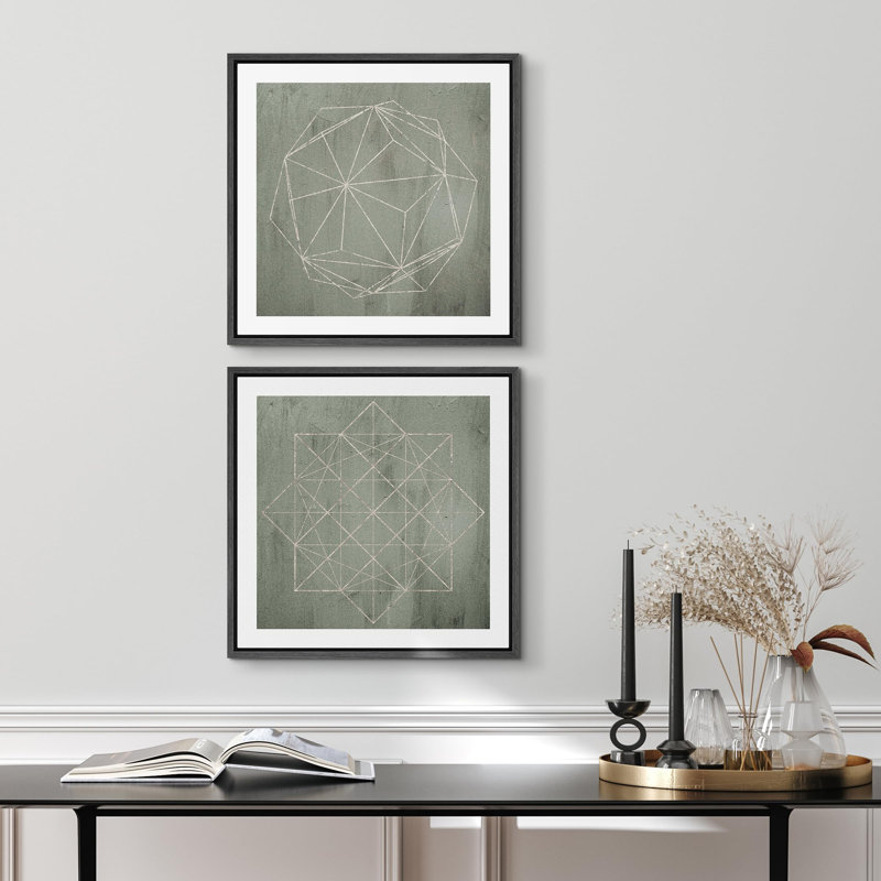 Polygones géométriques verts, formes abstraites, illustrations, décor moderne minimaliste, chic et organique