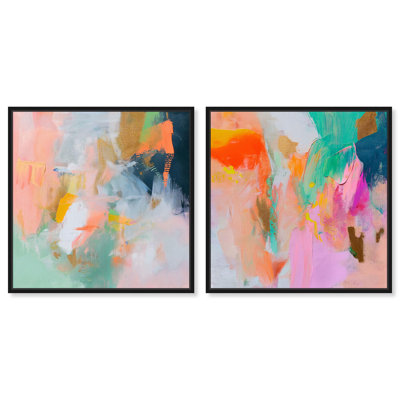 «Fusion of Shades», ensemble de 2 toiles décoratives Dopamine par Art Remedy