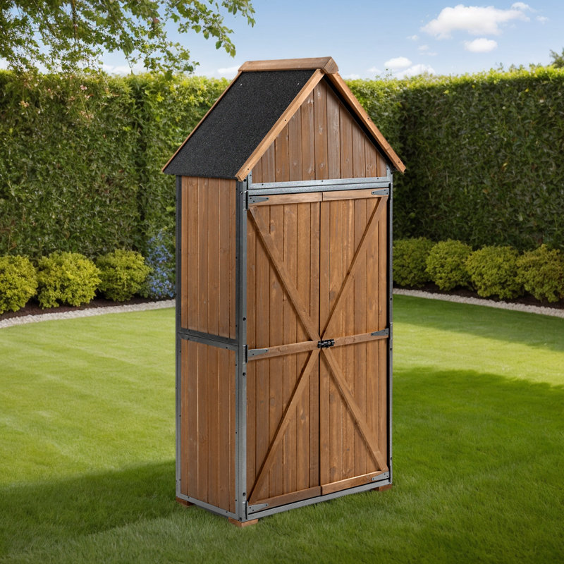 Armoire de rangement extérieure, abri de jardin avec structure en métal et 5 compartiments