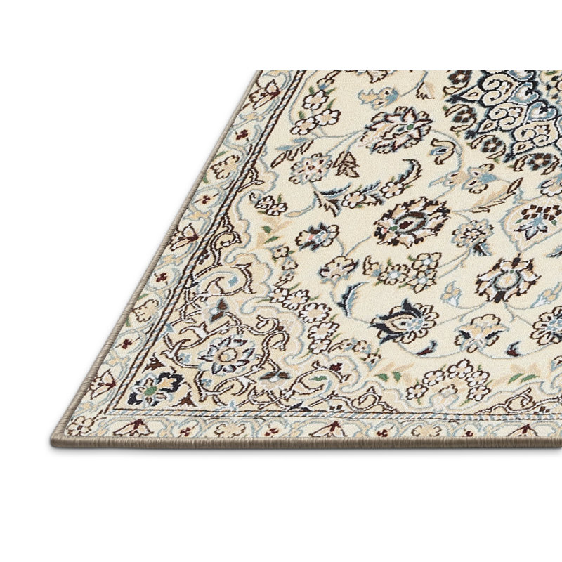 Tapis traditionnel beige / bleu Guero, Rectangle 4 pi x 6 pi