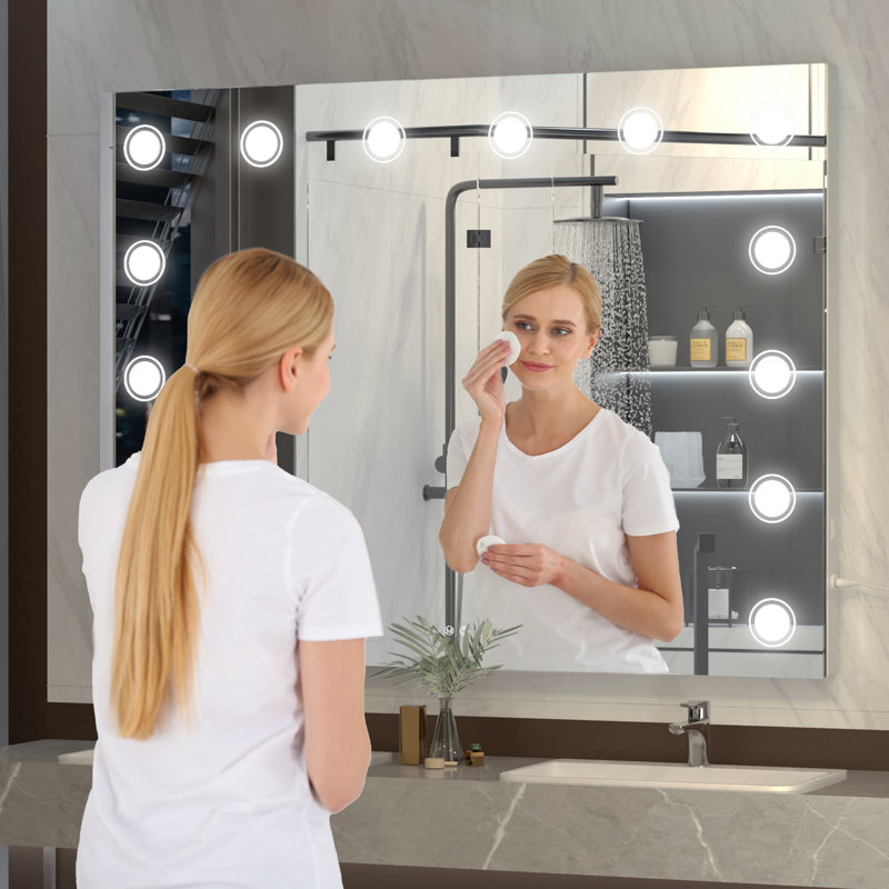 Khadeidra Metal Rectangle LED Mirror, 32" x 24"