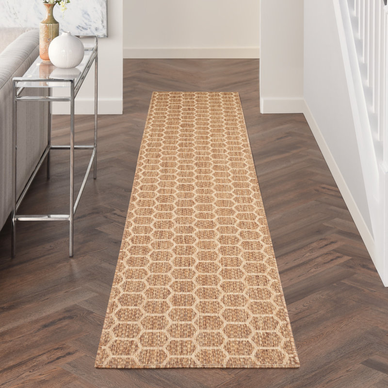 Tapis intérieur / extérieur brun clair Koebe, Tapis de couloir 2 pi 2 po x 12 pi
