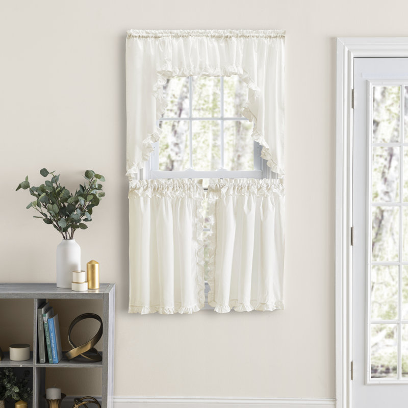 Natural Sheer Cotton Blend Rod Pocket Cafe Curtain