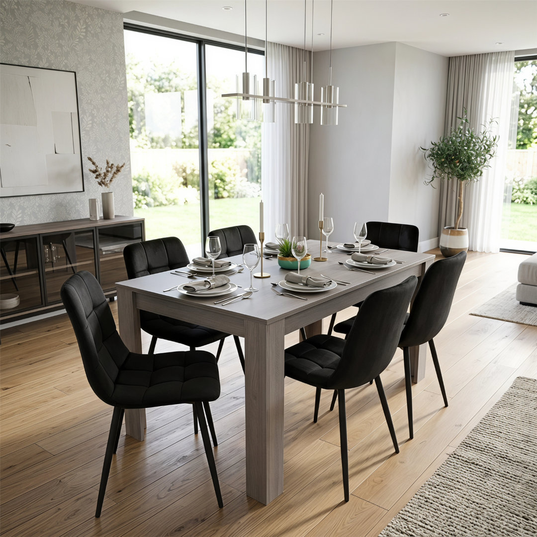 Kosy Koala 6 Seater Dining Table & Black Velvet Chairs - Grey Arrow Wood Design - Image 3