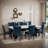 Wexford Collection Set of 4 Mid-Century Modern Parsons Dining Chairs, Upholstered Faux Leather Dining Chairs with Solid Wood Legs, High Back Side Chairs for Dining Room, Kitchen or Breakfast Nook, Navy Blue-587628565