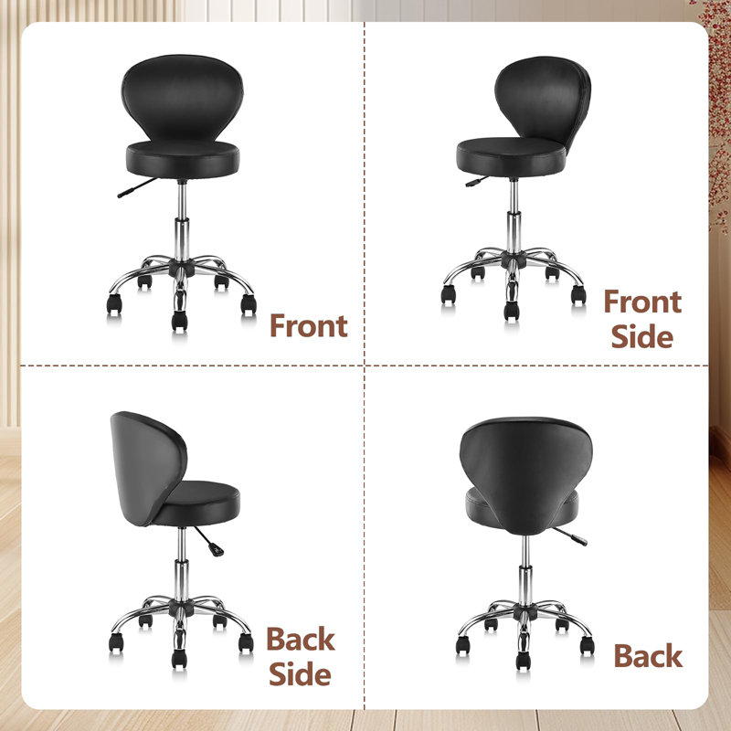 Fauteuil tabouret pivotant en cuir