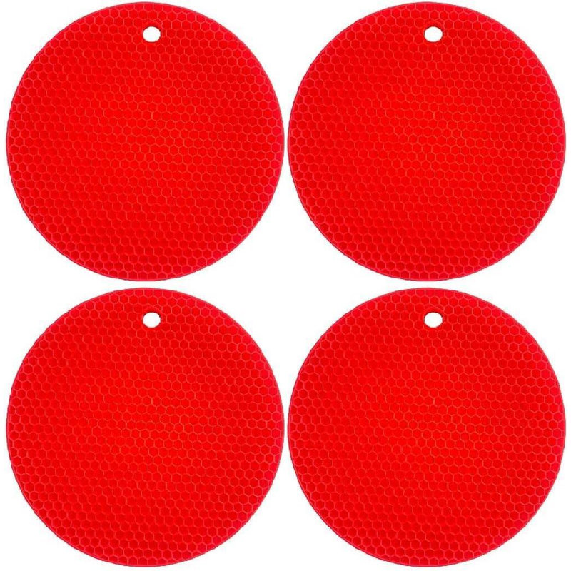 Ensemble de 4 tasses rondes en silicone pour tasse, Rouge