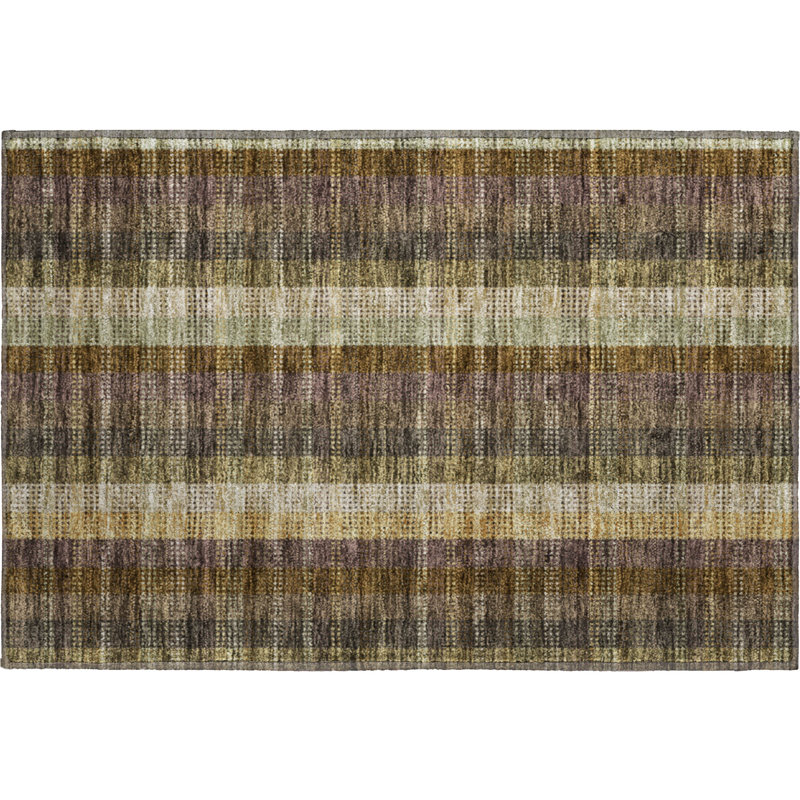 Premium Machine Washable Prisco Brown Rug, Rectangle 1'8" x 2'6"
