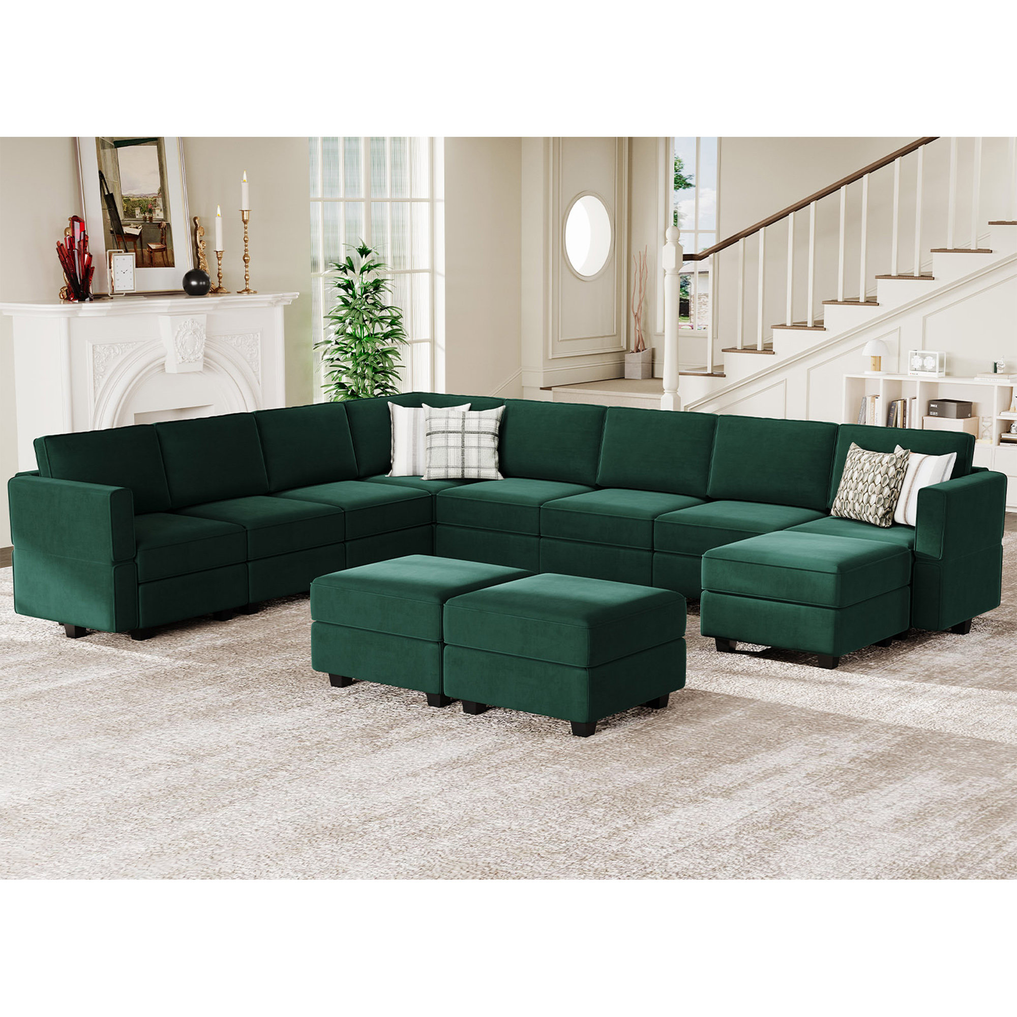 Latitude Run® 143'' W Oversized U Shaped Velvet Modular Sectional ...