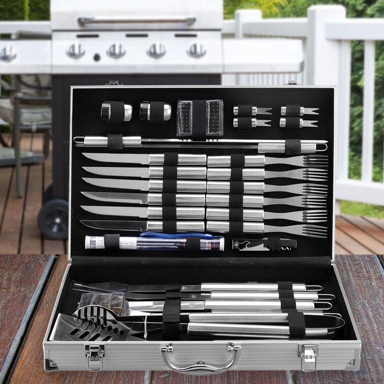 Cheer Collection 10-piece Stainless Steel Bbq Grilling Utensil Set