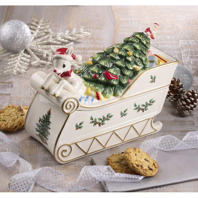 Spode Christmas Tree Rudolph Cookie Jar