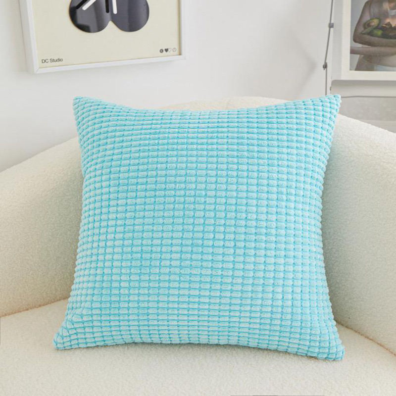 (Couvertures seulement) Ensemble de 2 housses de coussin réversible en velours côtelé, H 18 po x l 18 po, Bleu ciel