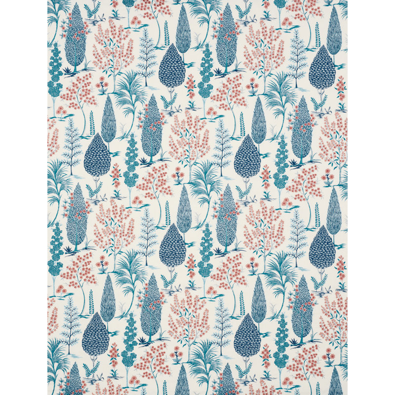 Pandora Embroidery Fabric, Delft/Rose