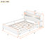 Lit double en bois compact avec lumière DEL, tête de lit moderne avec rangement