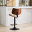 Tabourets de bar en bois cintré noyer noyer Mid-Century à hauteur de comptoir réglable en cuir noir, pivotant à 360 °, pour îlot de cuisine / salle à manger / café, 1 chaise / 1 carton-122624738
