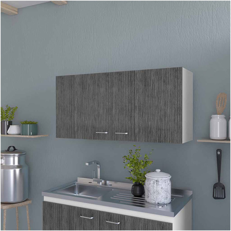 Oklahoma Wall Cabinet, Two Doors, White/Gray