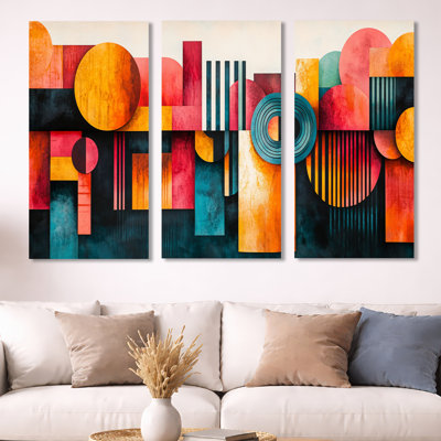 Décoration murale 3 pièces à motif tribal coloré - cadre africain africain