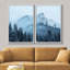 Hiver, neige, neige, montagne, forêt, paysage naturel, impression sur toile, 2 pièces-92285319-92285320