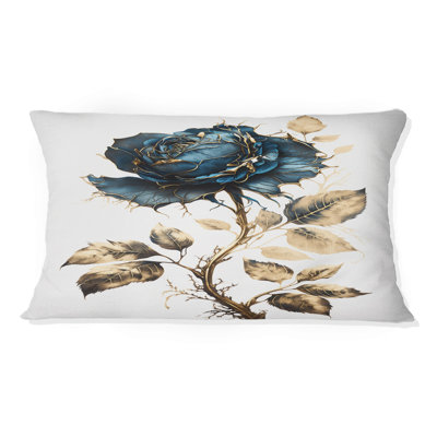 Coussin bleu et or rose sur fond blanc I - Rose