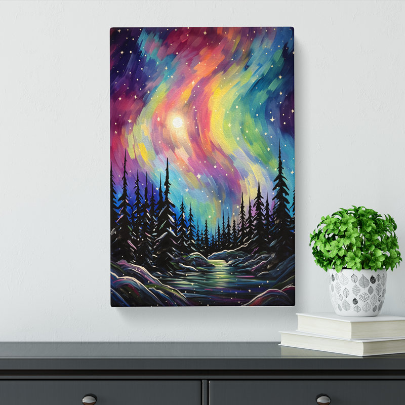 Northern Lights Expressionism - Wrapped Canvas Print, 50cm H x 35cm W x 3cm D