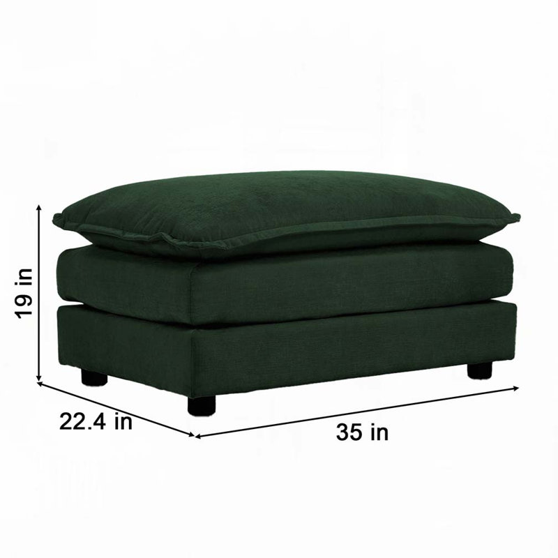 Canapé en chenille 3 places avec repose-pieds 2 places, Vert
