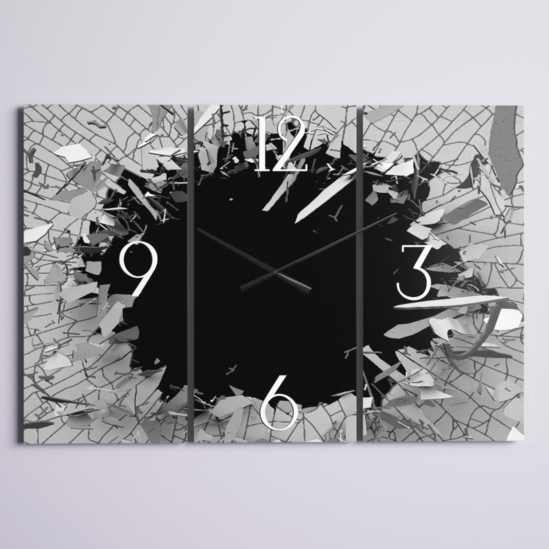 Abstract Broken Wall Design - Modern wall clock