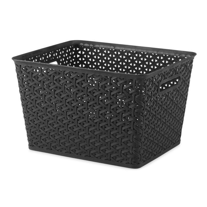 Whitmor Resin Form Half Basket, Extra Large, Black