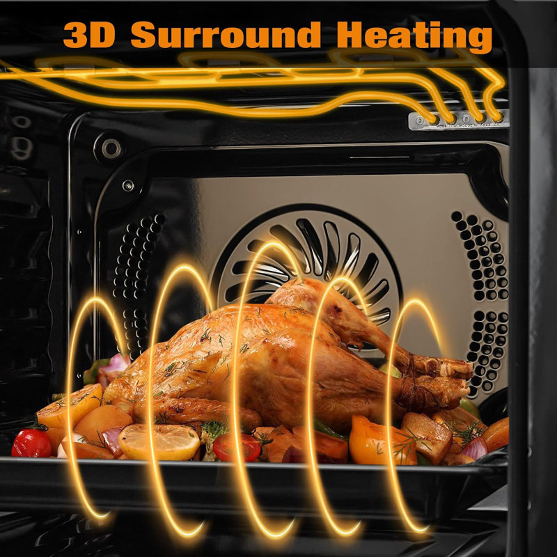 24" Electric Wall Oven, 2.5 cu.ft Convection Single Oven with Air Fry, 8 Cooking Modes, Touch Control, 3000W Built-in Kitchen Oven