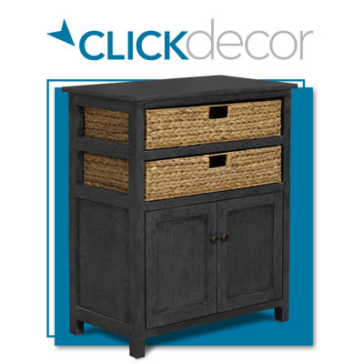ClickDecor Nelson Storage Chest Cabinet with 2 Wicker Baskets