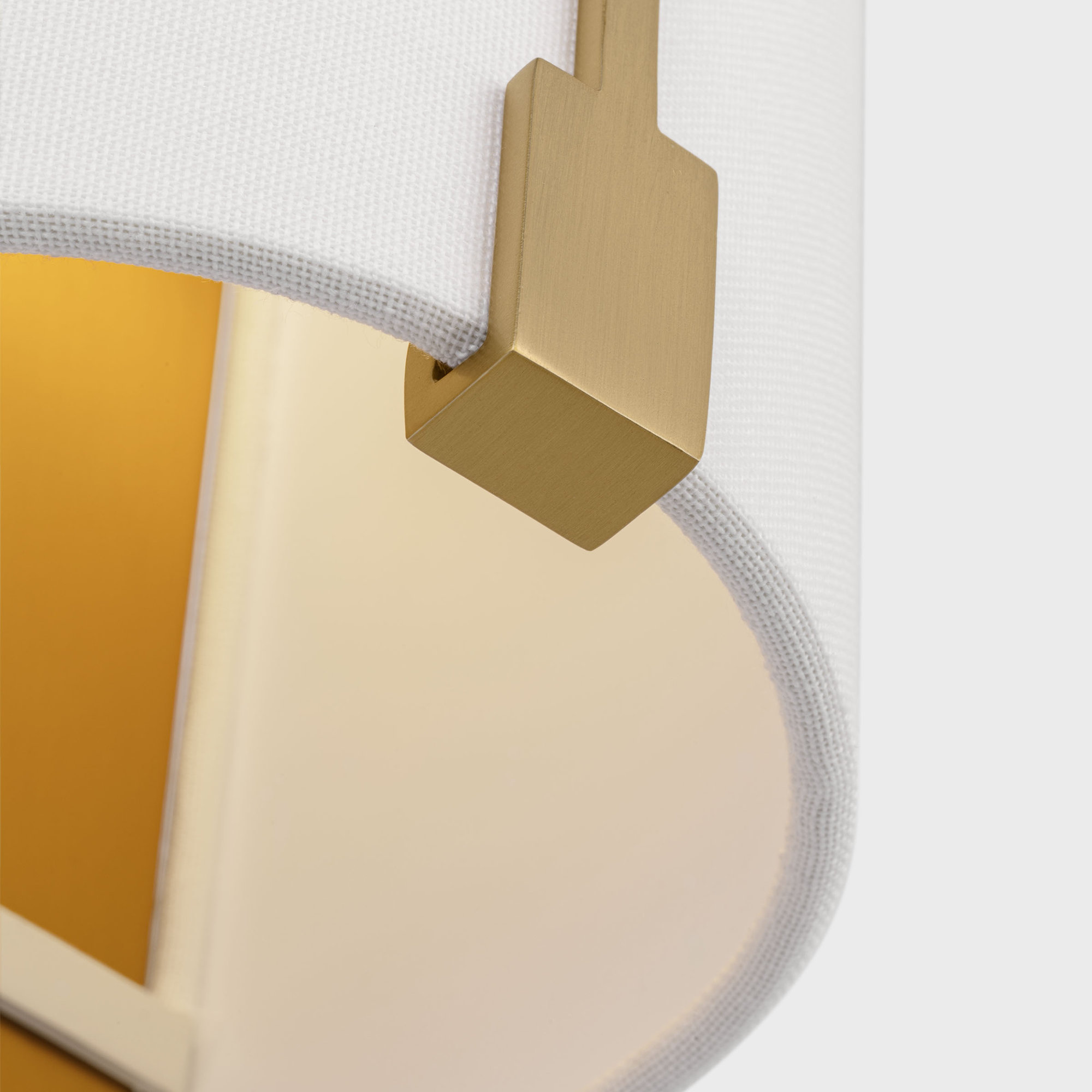 Thom Filicia Bergen 1 Light Bathroom Bedroom Wall Fixture  With White Linen Shade, Burnished Brass