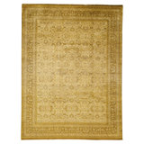 Hand Knotted Wool Area Rug in Gold And Brown