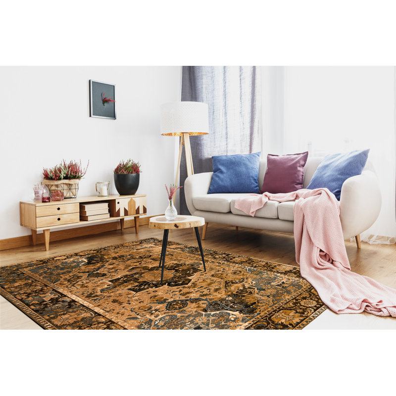 Raiden Oriental Wool Area Rug, Yellow, Rectangular 200 x 300cm