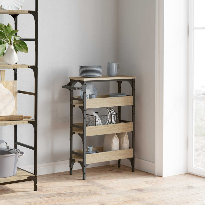 Kitchen Trolley Sonoma Oak Engineered Wood Dining Cart Mobile Storage