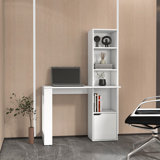 Computer Desk With 4-Tier Bookcase And 1-Door Cabinet