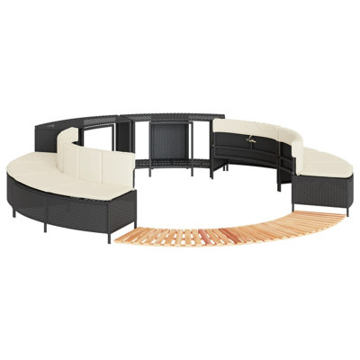 Contour de spa vidaXL en poly rotin noir et bois d'acacia massif