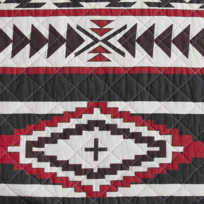 Full Black and Red Cotton Reversible Quilt Set