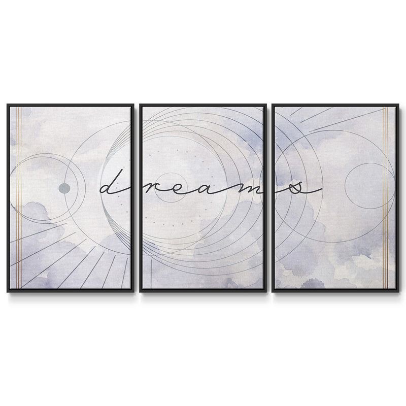 Mystic Escape I, reproduction encadrée sur toile 3 pièces, H 24 po x l 48 po x P 2 po, Noir
