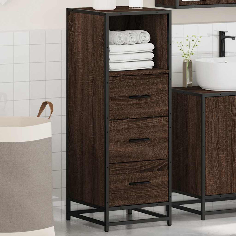 Shoniece Bathroom Cabinet, Brown Oak