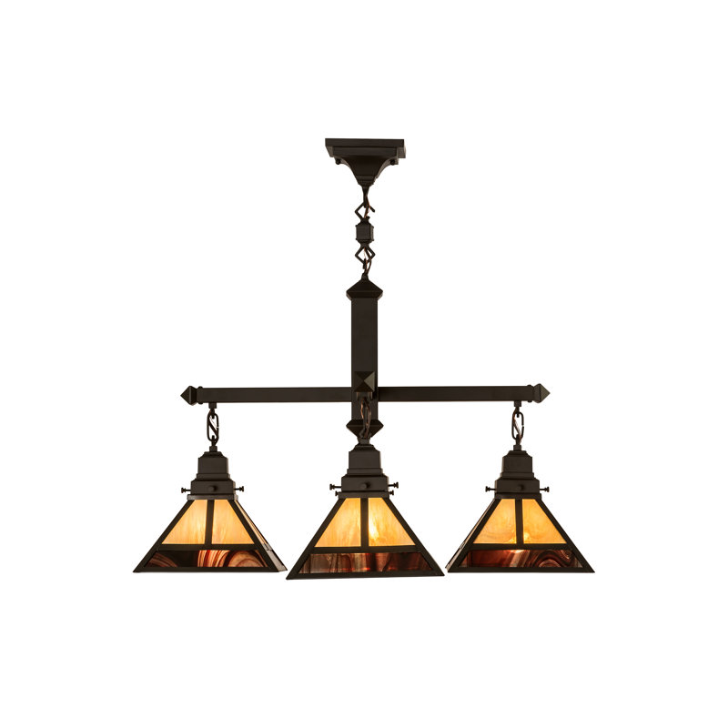 Lustre rectangulaire à 4 lumières à abat-jour Jad
