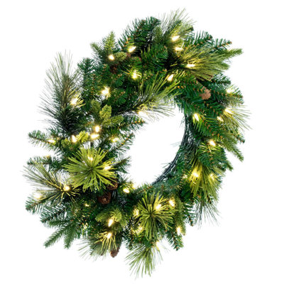 Faux Lighted Fir 24'' Wreath